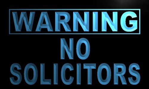 Warning No Solicitors Neon Light Sign